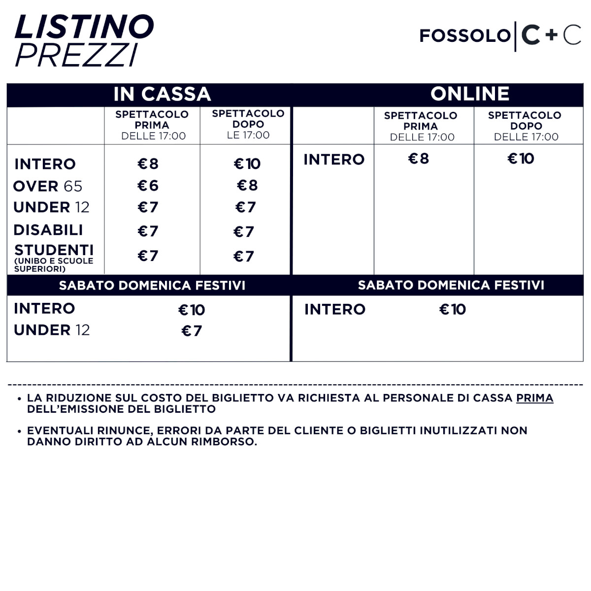 Tariffario Fossolo