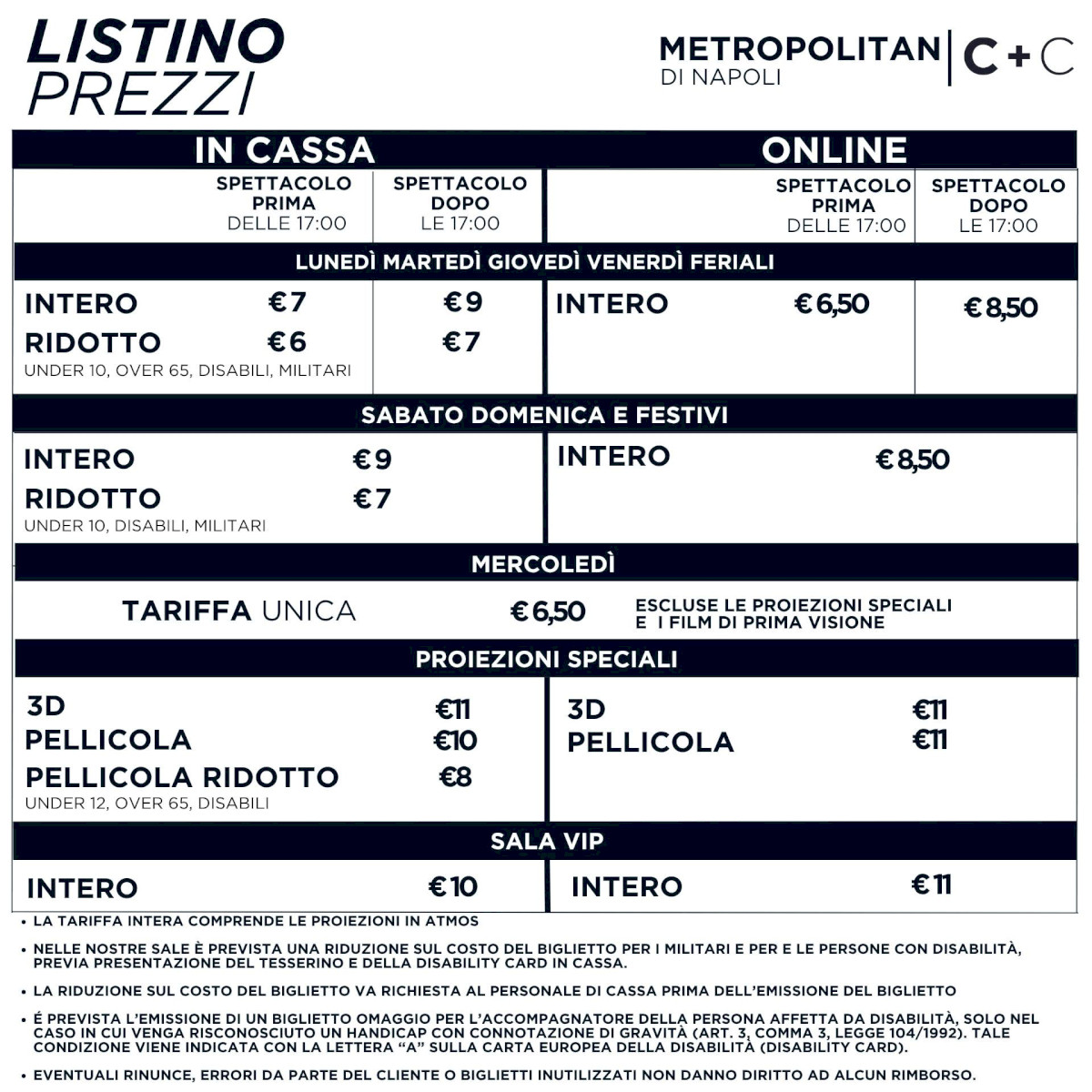 TARIFFE METROPOLITAN